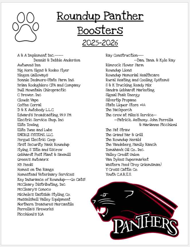 Roundup Panthers Boosters Listings