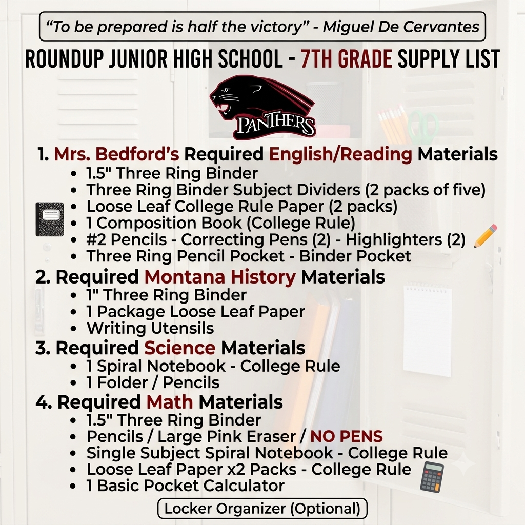 7th grade supply list