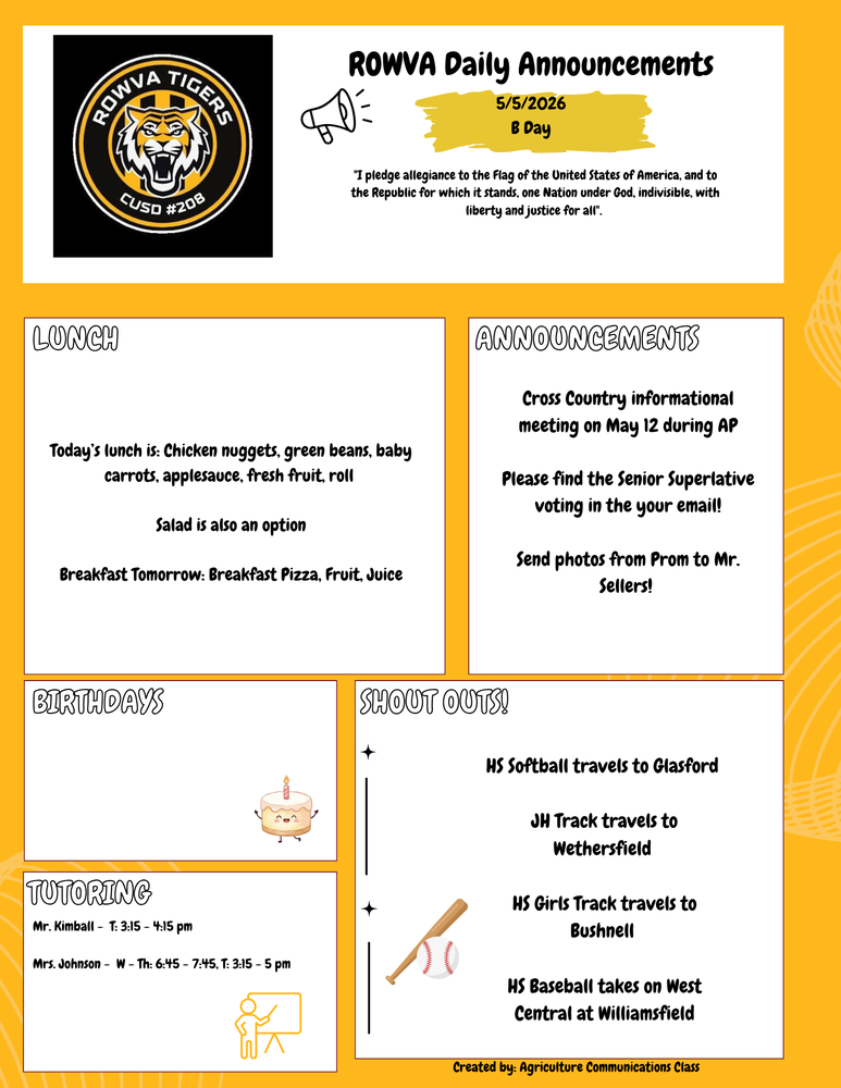 JH/HS Daily Announcements