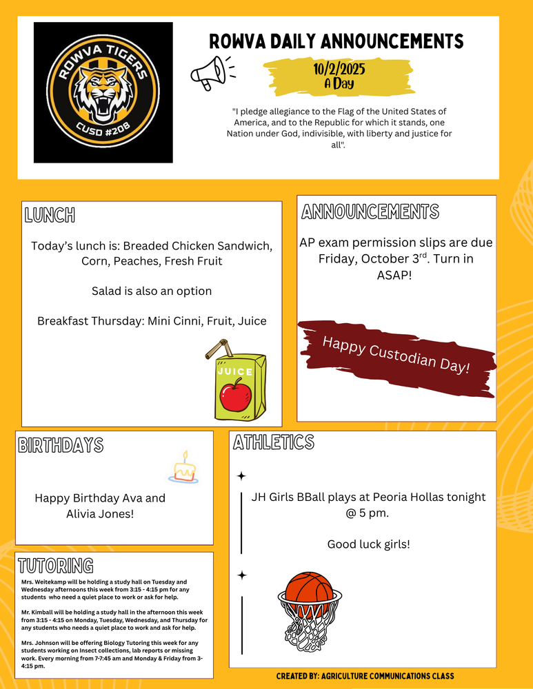 JH/HS Daily Announcements