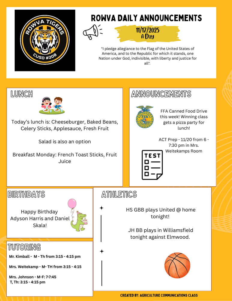 JH/HS Daily Announcements