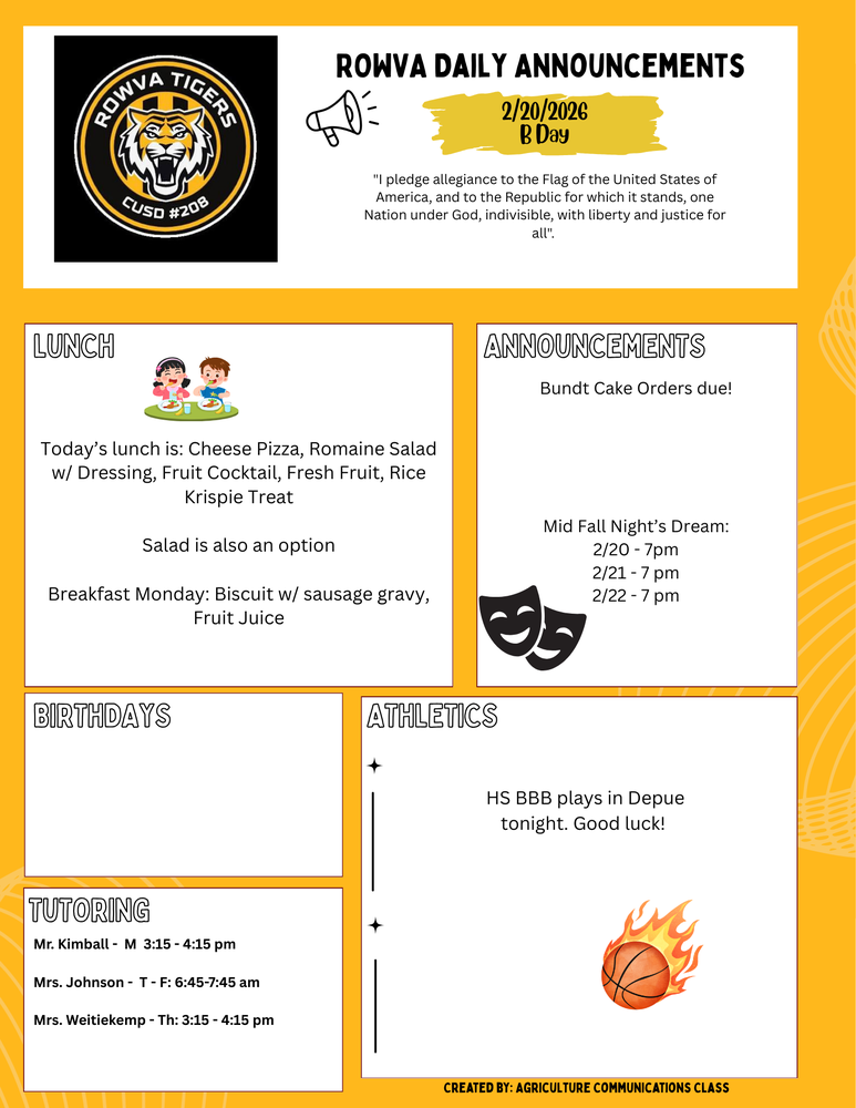 JH/HS Daily Announcements