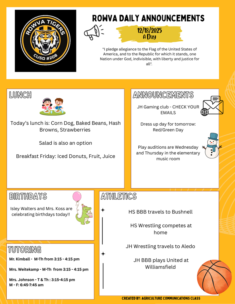 JH/HS Daily Announcements