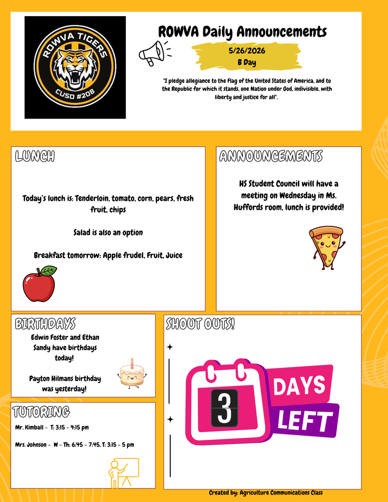 JH/HS Daily Announcements