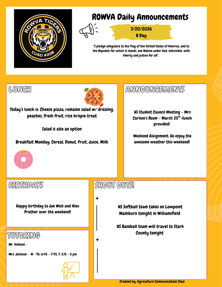 JH/HS Daily Announcements