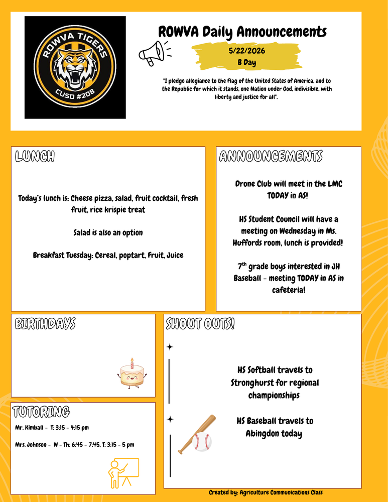 JH/HS Daily Announcements