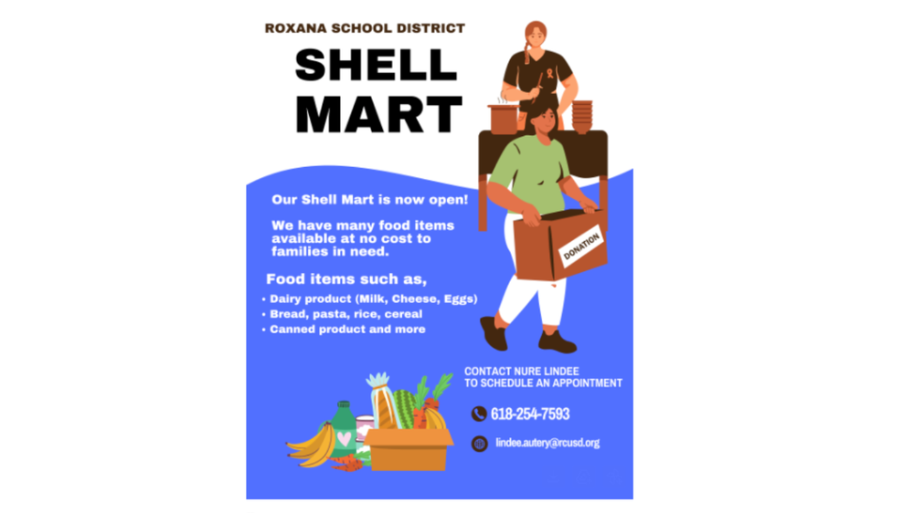 Shell Mart - Our Shell Mart is now open - We have many food items available at no cost to families in need.  Food items such as dairy products, bread, pasta, rice, cereal, canned products and more - contact Nurse Lindee to schedule an appointment 618-254-7593
