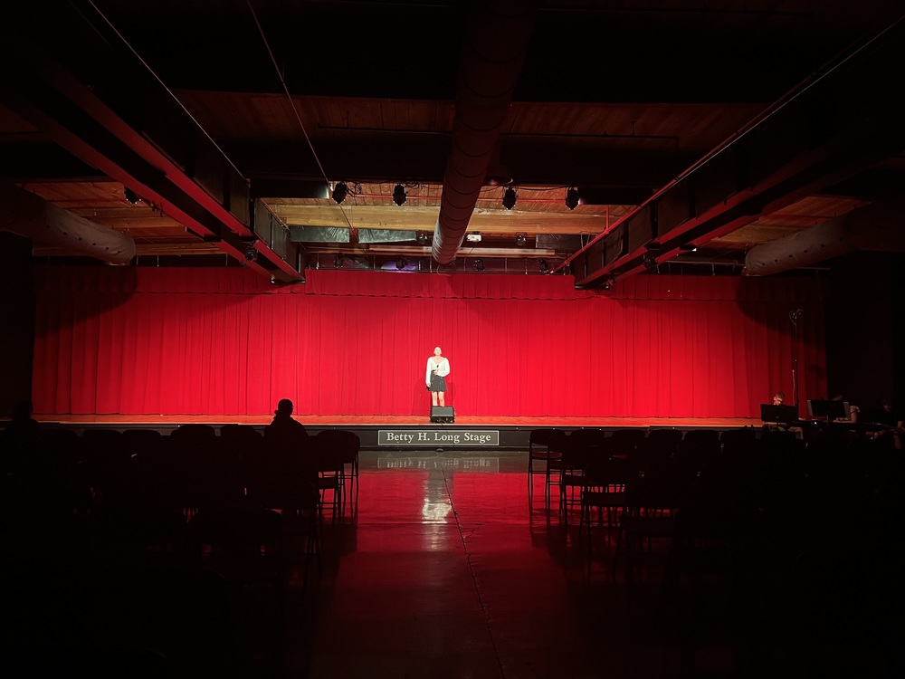 The new MPR lights shine bright on senior Lily Dale as she practices for the RCS Variety Show.