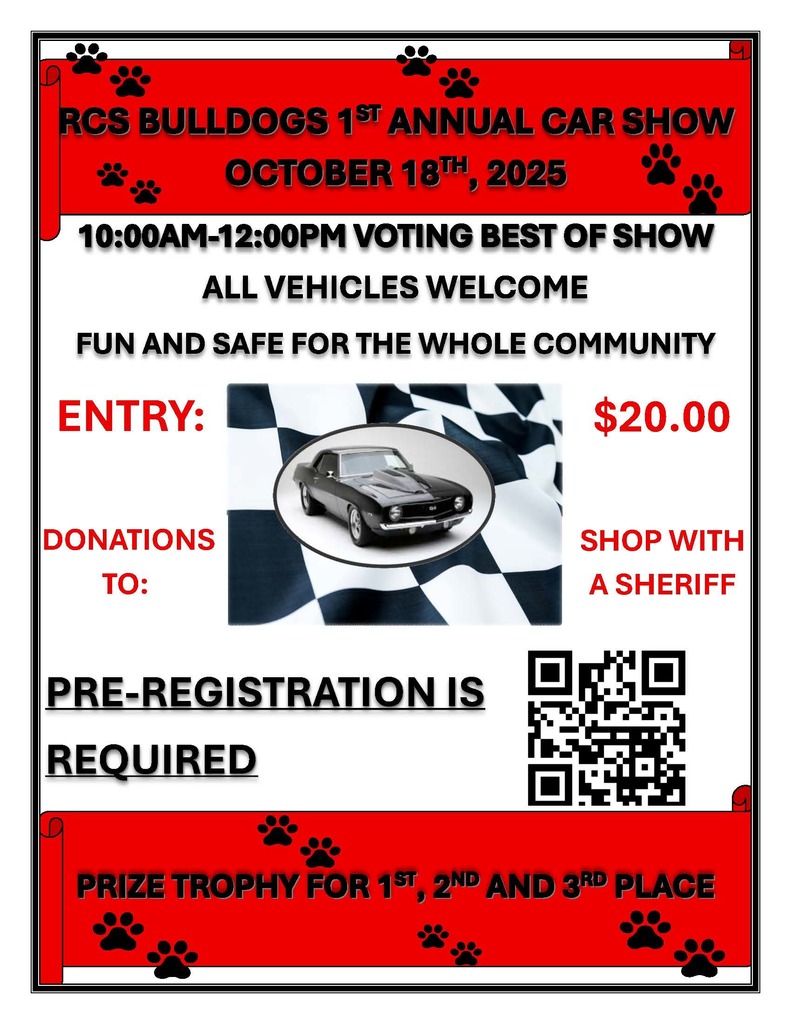 RCS Bulldogs 1st Annual Car Show poster