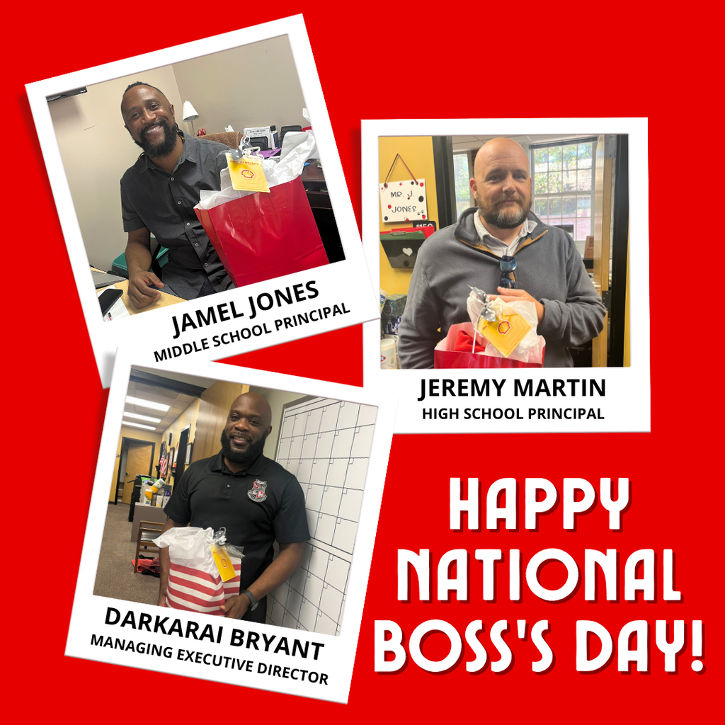Happy National Boss's Day graphic with photos of Jamel Jones, Jeremy Martin, and Darkarai Bryant