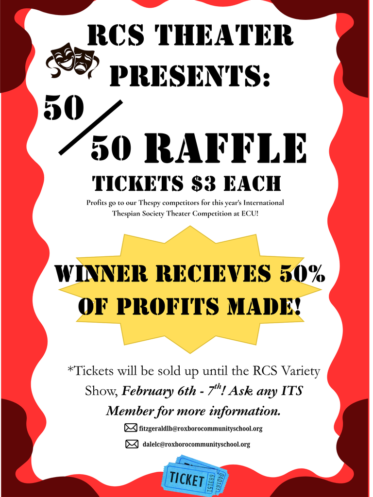 Flyer for RCS  50/50 raffle