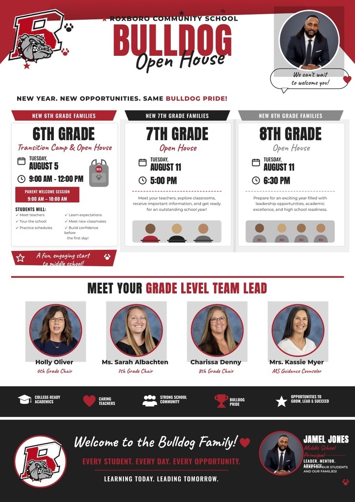 Flyer for Middle School open houses. PDF version linked in the caption