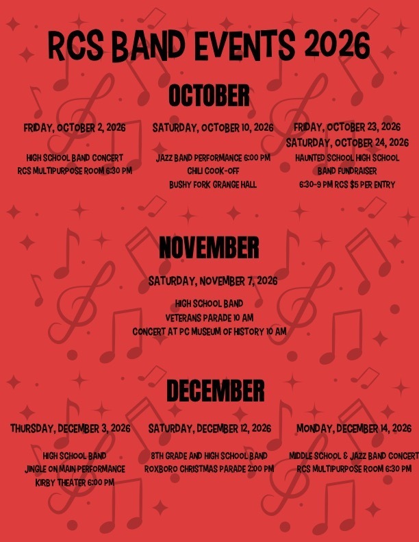 Band Events 2026 Poster with all band events until December