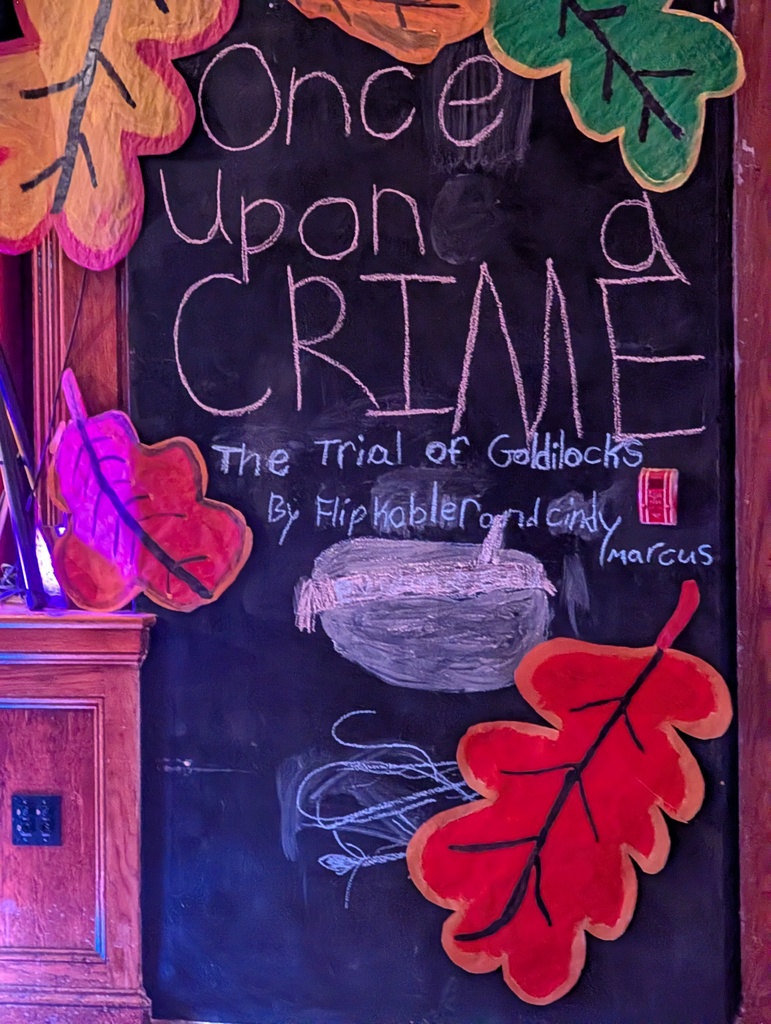 The student made set with the title "Once Upon a Crime: The Trial of Goldilocks" by Flip Kobler and Cindy Marcus