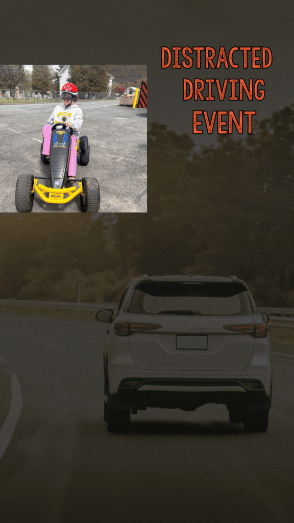 A GIF showcasing images of students participating in the distracted drivers event that took place on May 7th. 