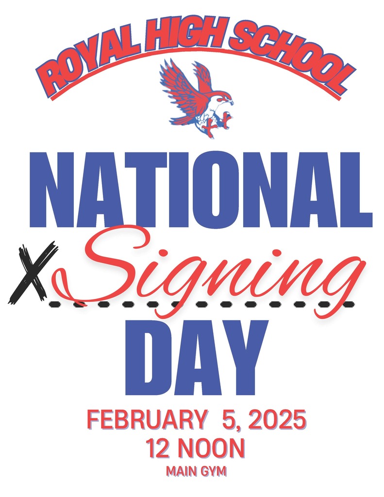 Join us as we celebrate National Signing Day on February 5, 2025, at 12:00 PM in the RHS main gym! Come cheer on our Falcons as they take the next big step in their journey. Thank you for your support as they SOAR into their future! 🏈🎉 #WeAreRoyal #InvestingInOurTomorrow