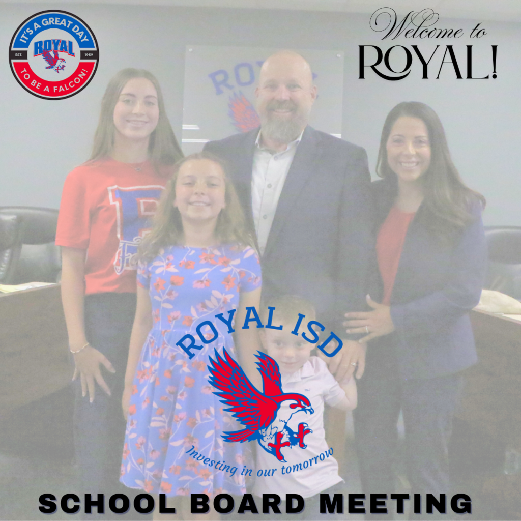 Get involved, make a difference! Head to the Royal ISD Administration Building on Monday, July 14, 2025 at 6:30 PM for the July Regular School Board Meeting. Agenda: https://5il.co/3llbj 🗣️ Register for Public Comments by 5pm on June 2: bit.ly/FalconParticipation #WeAreRoyal 🦅