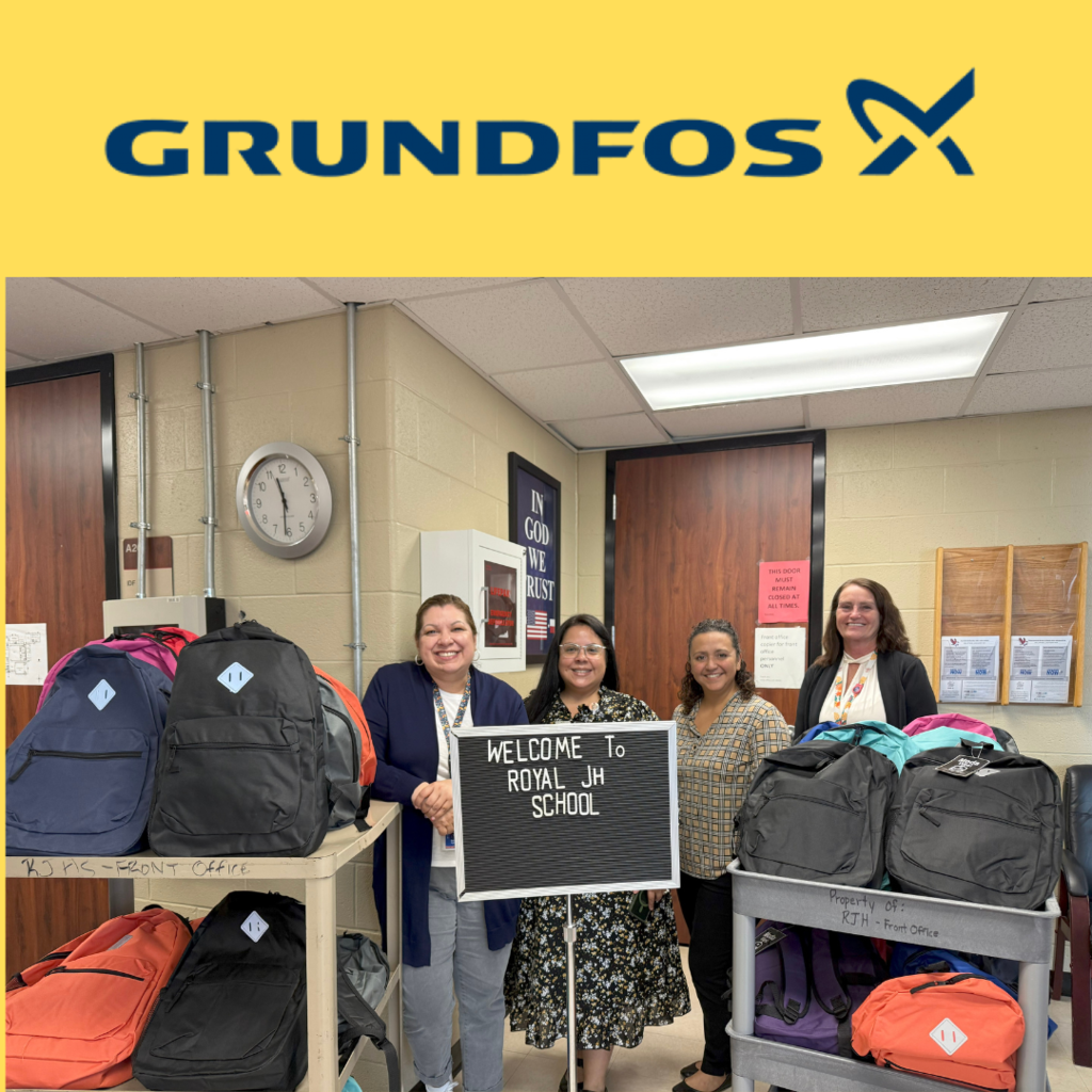 📚✏️ A huge thank you to Grundfos for donating 72 backpacks loaded with school supplies to our RJH and STEM Academy learners! Your generosity helps our students start the year strong! 💙