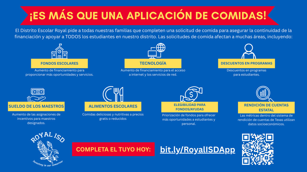 Help Support Student Success at Royal ISD 1️⃣ Complete the meal application to help RISD continue offering its extensive suite of student opportunities: bit.ly/RoyalISDApp 2️⃣ Submit your permission for your student(s) to receive health care services: t.ly/4n2ZS0v 3️⃣ Sign up for vision screening (Monday, September 8 - spots are limited): bit.ly/Vision2025RISD #WeAreRoyal #FalconPride #InvestingInOurTomorrow