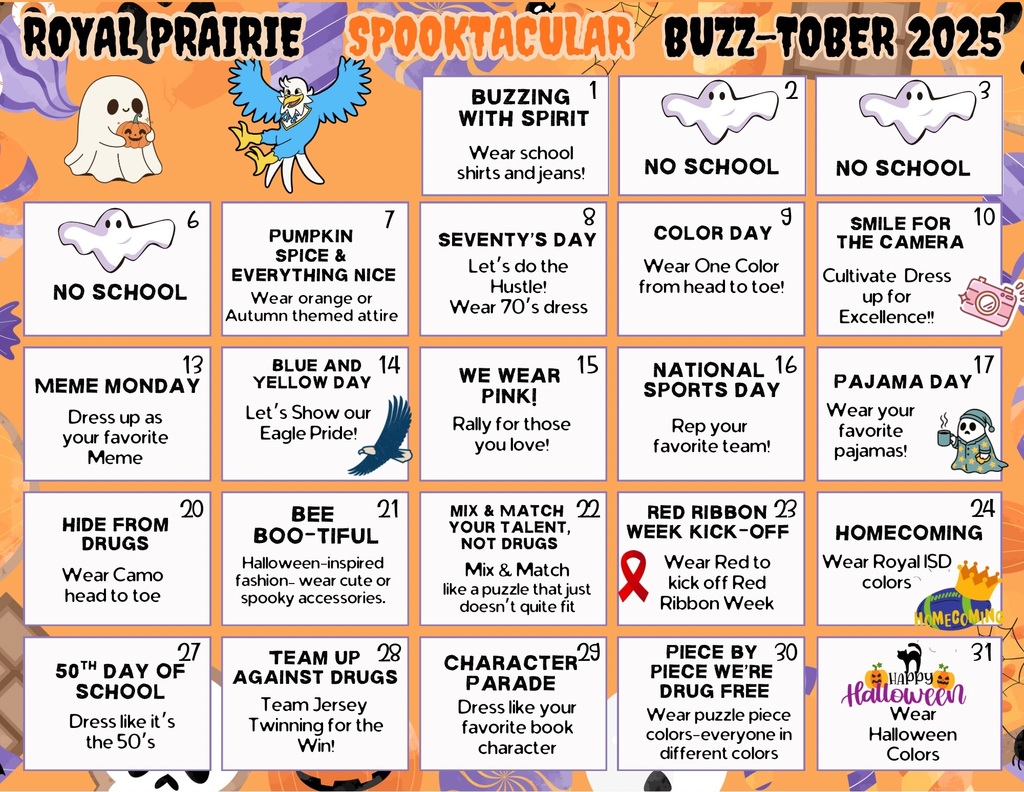 RPE Spooktacular Buzz-Tober 2025 - Dress Up Days