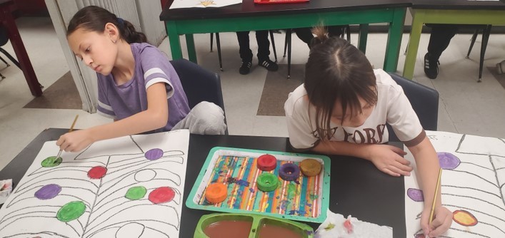 3rd grade painting stick tree