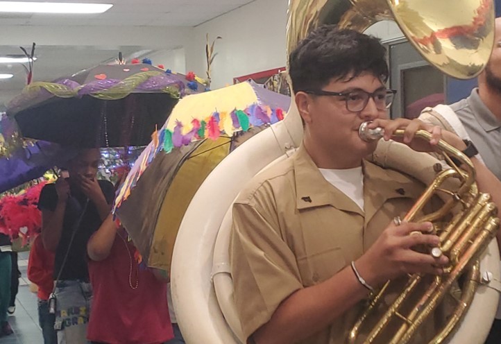 For the 4th year in a row, RHS Band came and graced our hallways with Second Line music as students with decorated umbrellas danced behind them in traditional "SECOND LINE" style.