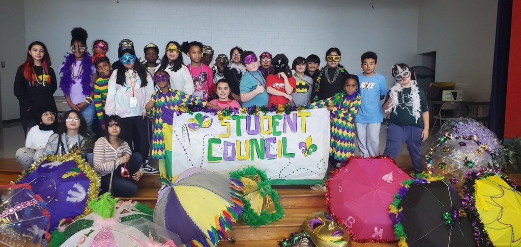 What is a Mardi Gras Parade without B...E...A...D...S ?!?!?! RES's Student Council Members tossed the highly anticipated beads out to the students! 2.9.26