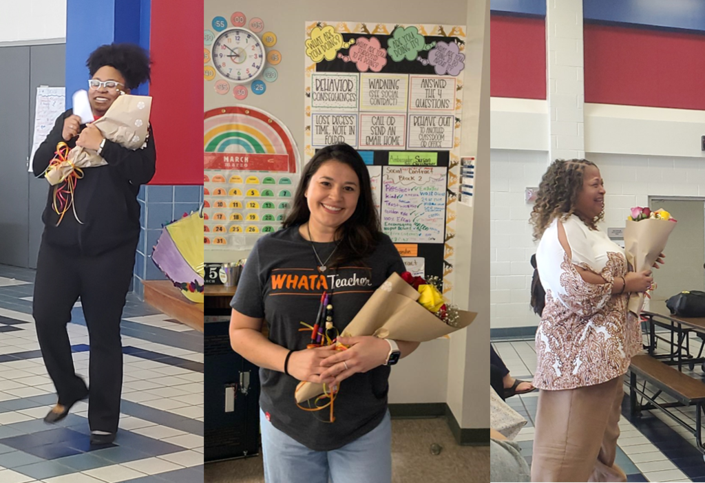 RES announced our most regarded staff awards....Ms. Larin Clement - Music, is our "New Teacher of the Year“ recipient, Ms. Kristen Lopez - 5th grade, is our "Teacher of the Year“ and Ms. Jacqueline Farris - Principal's secretary, was awarded  "Paraprofessional of the Year".  Well deserved, ladies! 3.5.26