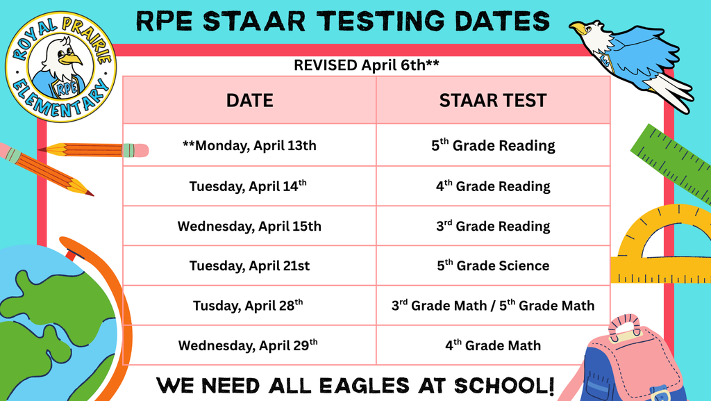 Test Dates Change