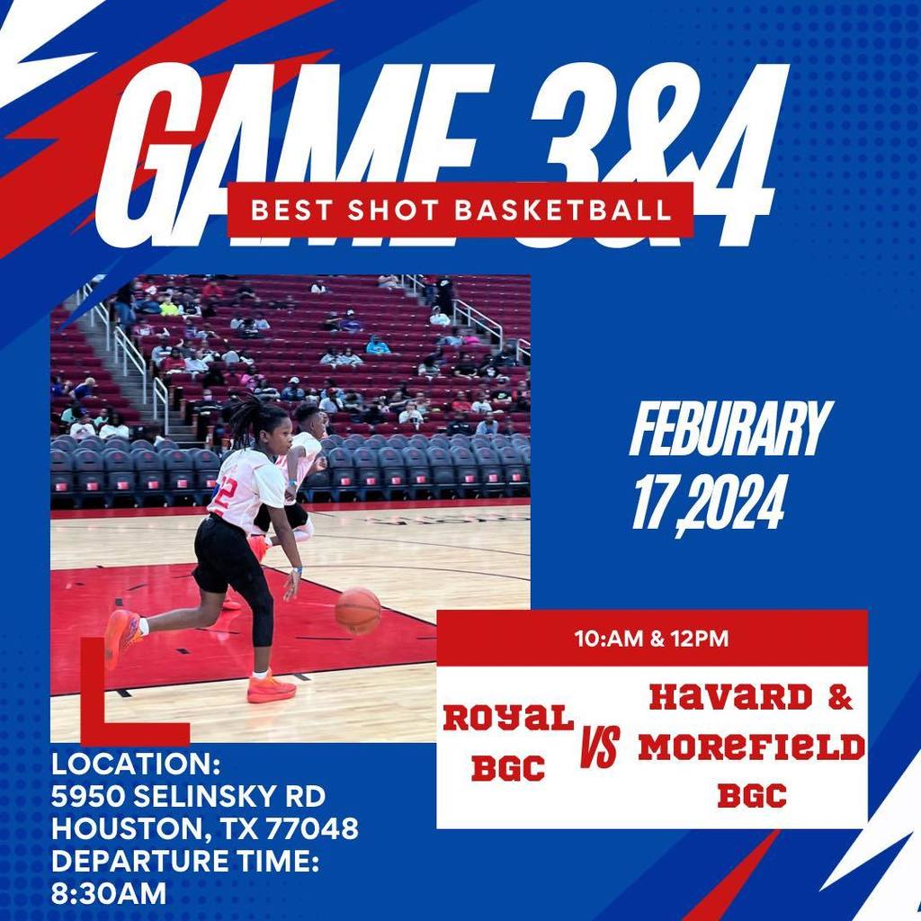 Royal Boys & Girls Club athletes tried out and were selected to participate in Best Shot Basketball! See flyers for game information (FREE admission!). Email Royallead@bgcgh.org for more information about the great programs at Royal BGC! #GreatFuturesStartHere #WeAreRoyal #bgcgh