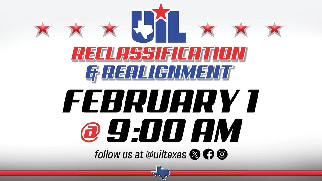 Attention Falcon sports fans! The biennial UIL Reclassification & Realignment for the 2024-25 and 2025-26 school years will be shared at 9AM tomorrow, February 1 on the Texas UIL Twitter, Facebook & Instagram channels (@uiltexas) as well as online. #WeAreRoyal