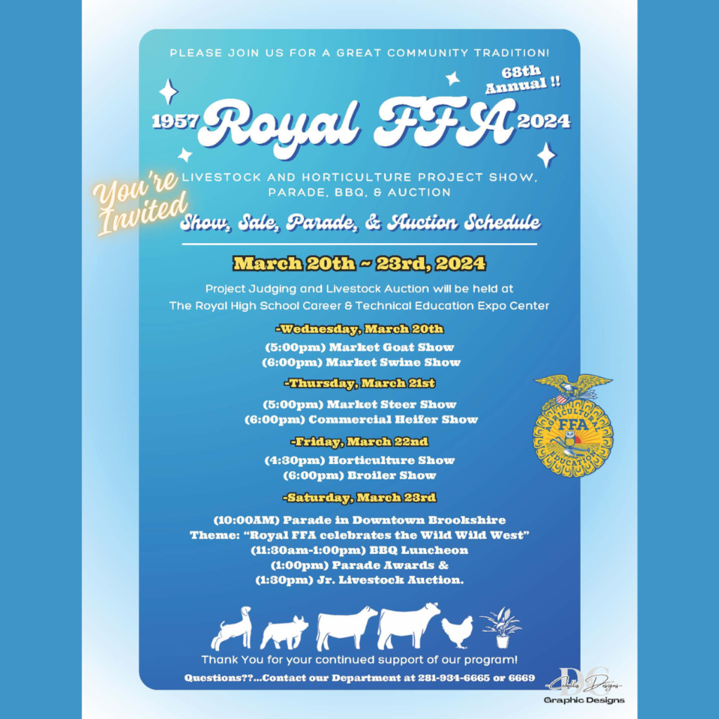 The 68th Annual Royal FFA Livestock & Horticulture Project Show, Parade, BBQ, & Auction