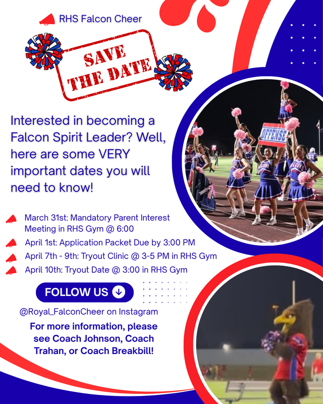 Royal High School Announces Falcon Cheer Tryouts