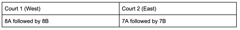 court schedule