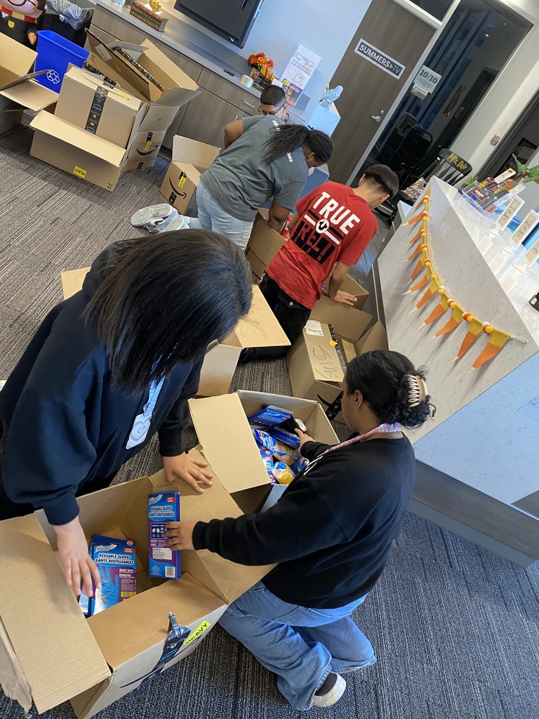 sorting & packing donations