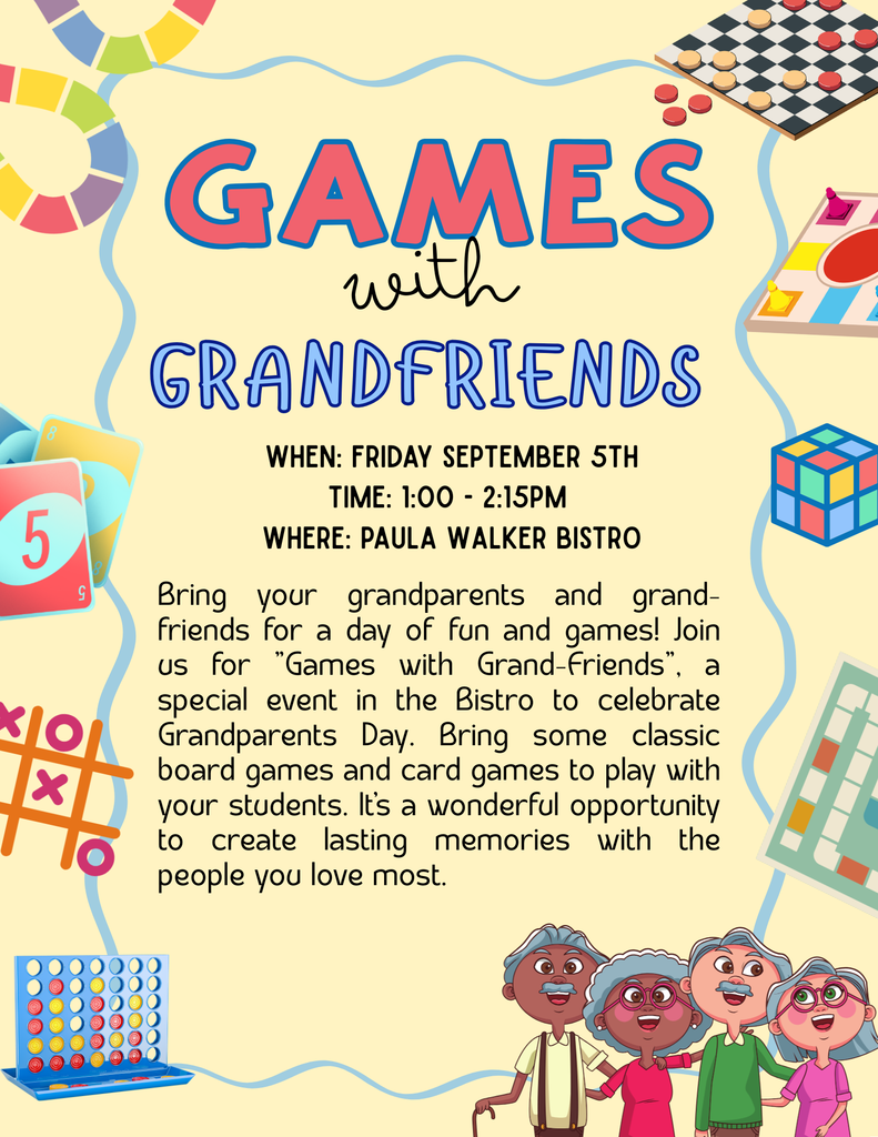 Flyer describing "Games with Grand-Friends" event