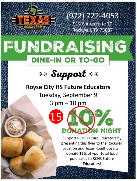 Texas Roadhouse TAFE fundraiser flyer