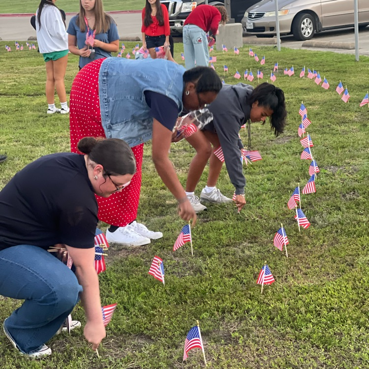 Students display flags on campus 