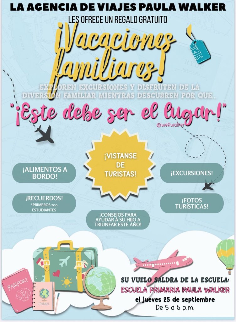 A flyer in spanish explaining our Family Night coming up on Sept 25th