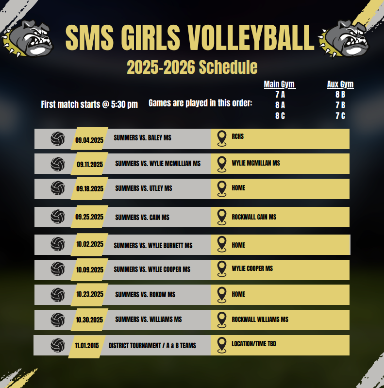 Volleyball Schedule