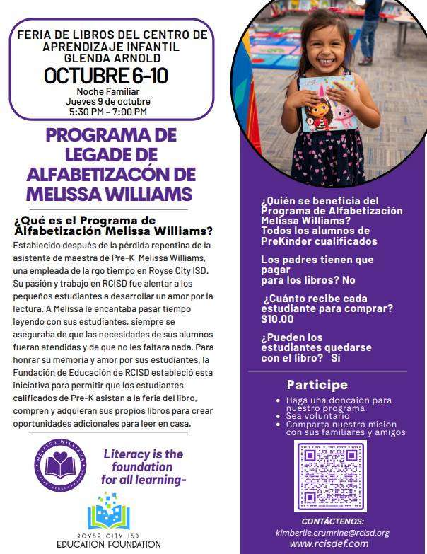 Melissa Williams Literacy Legacy Program - Spanish
