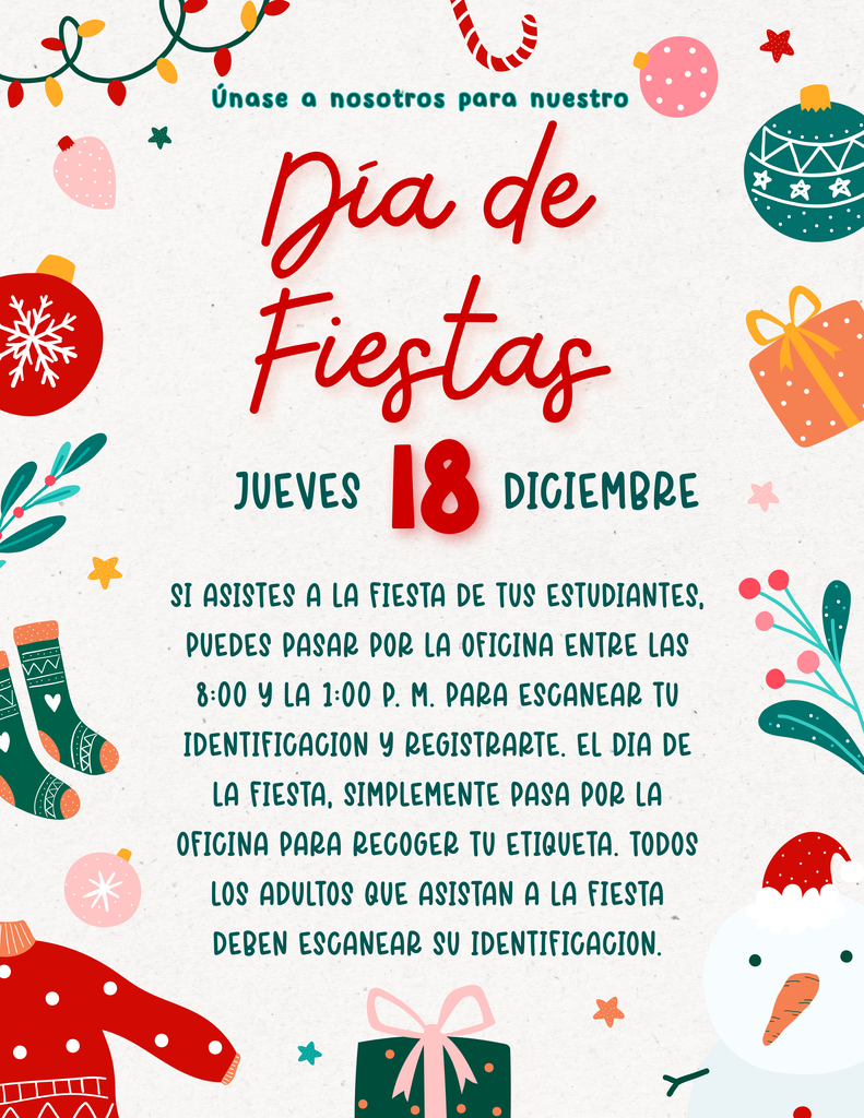 December 18 holiday party information