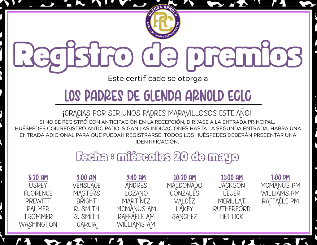 Awards at Glenda Arnold- Spanish