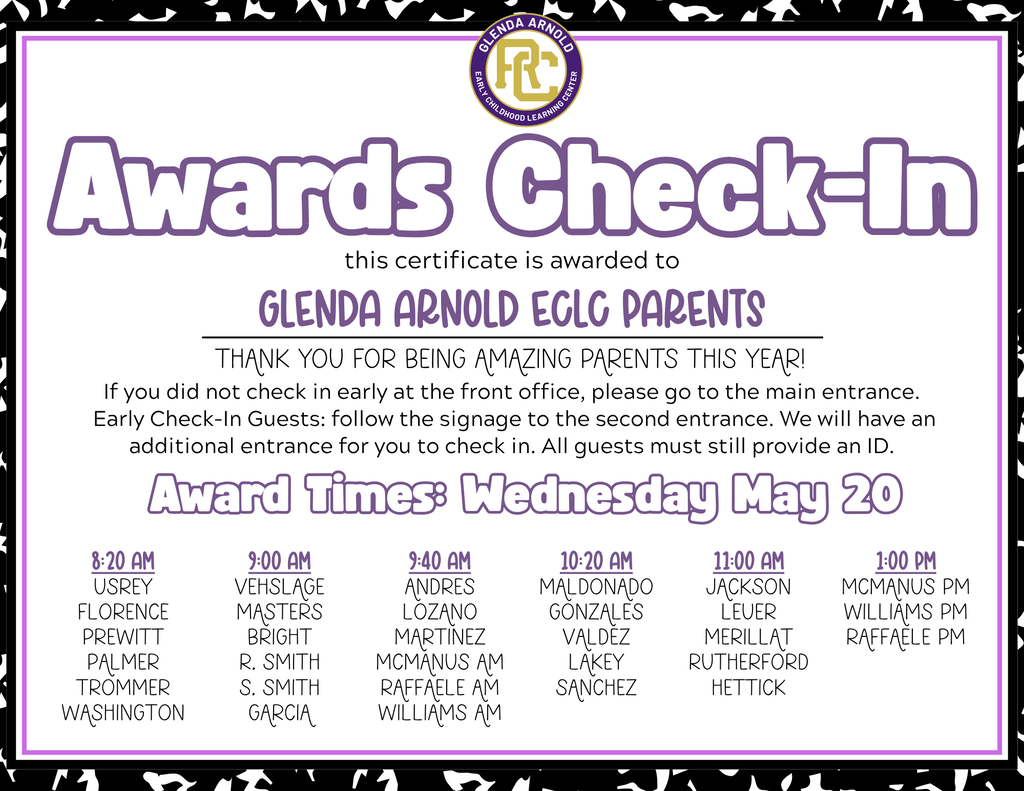 Awards at Glenda Arnold- English