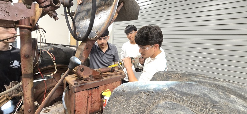 working on the tractor