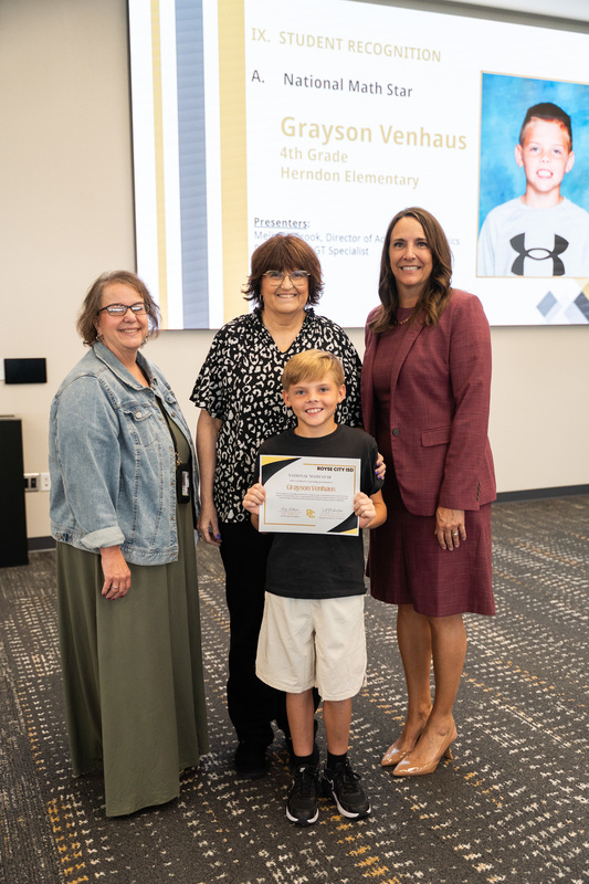 Melinda Crook, Director of Advanced Academics, Pam Gatton, GT Specialist, Superintendent Dr. Amy Anderson, Grayson Venhaus