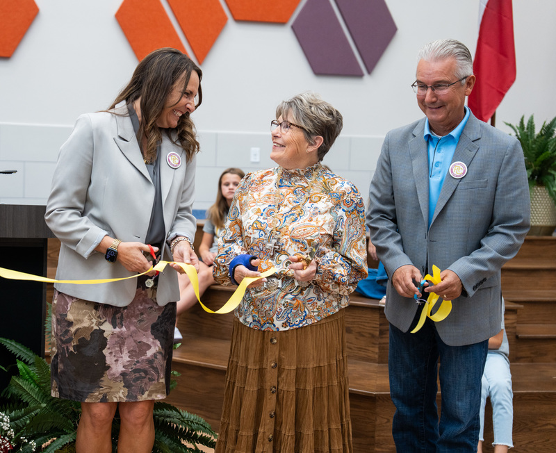 Sara Moss and Dr Anderson at the ribbon cutting.