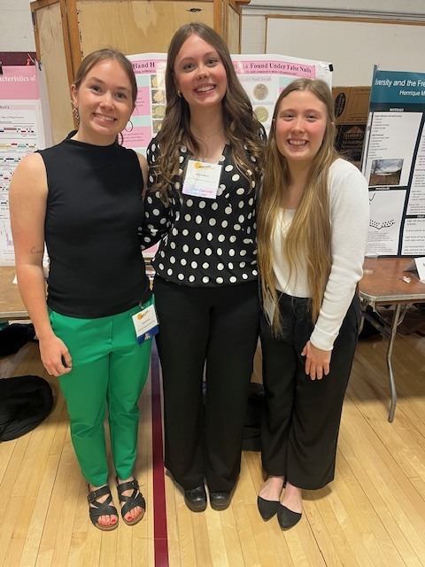 Hallie Coots, Azlynn Olson, and Mallory Smith at the Maine State Science Fair 