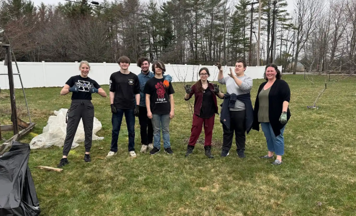 Students from Mrs. Dillon's advisory lending a hand at Sebasticook Elementary