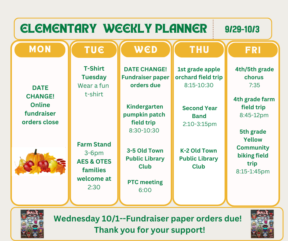 Elementary Weekly Planner